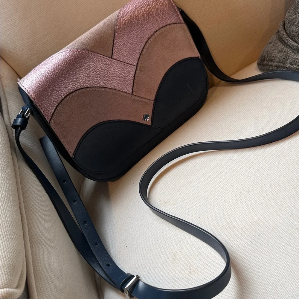 Pink and Black Crossbody Bag Kate Spade Blue Leather suede purse handbag gold